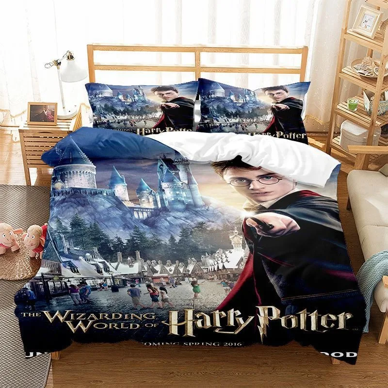 

Harry Potter Bedding Sets Cartoon Comforter Quilt Bed Cover Duvet Cover Pillow Case 2-3 Pieces Sets Kids Adult Bedroom Decor