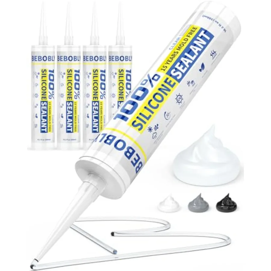 

Silicone Caulk and Sealant, 100% Waterproof Silicone Sealant, Shrink and Crack Proof, Silicone Caulking for Kitchen, Bathroom,