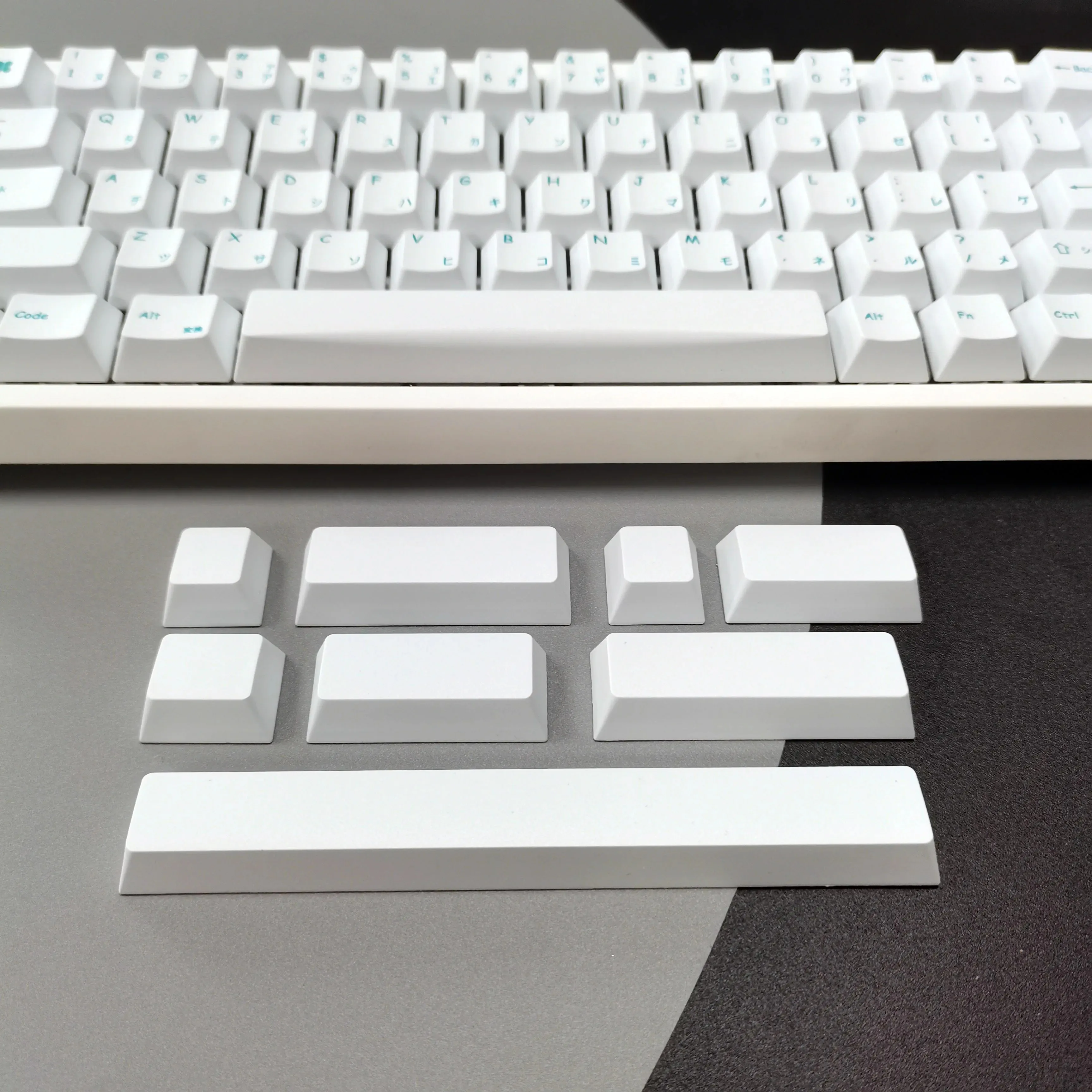 Teclado mecânico branco minimalista, inglês, caráter japonês, sublimação raiz, PBT Keycaps, personalizado