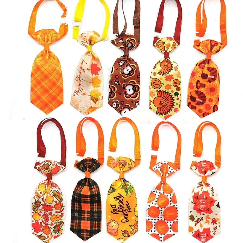 50 pz ringraziamento cane papillon fiocchi per capelli accessori zucca tacchino stile autunno Pet papillon cane toelettatura accessori per le vacanze