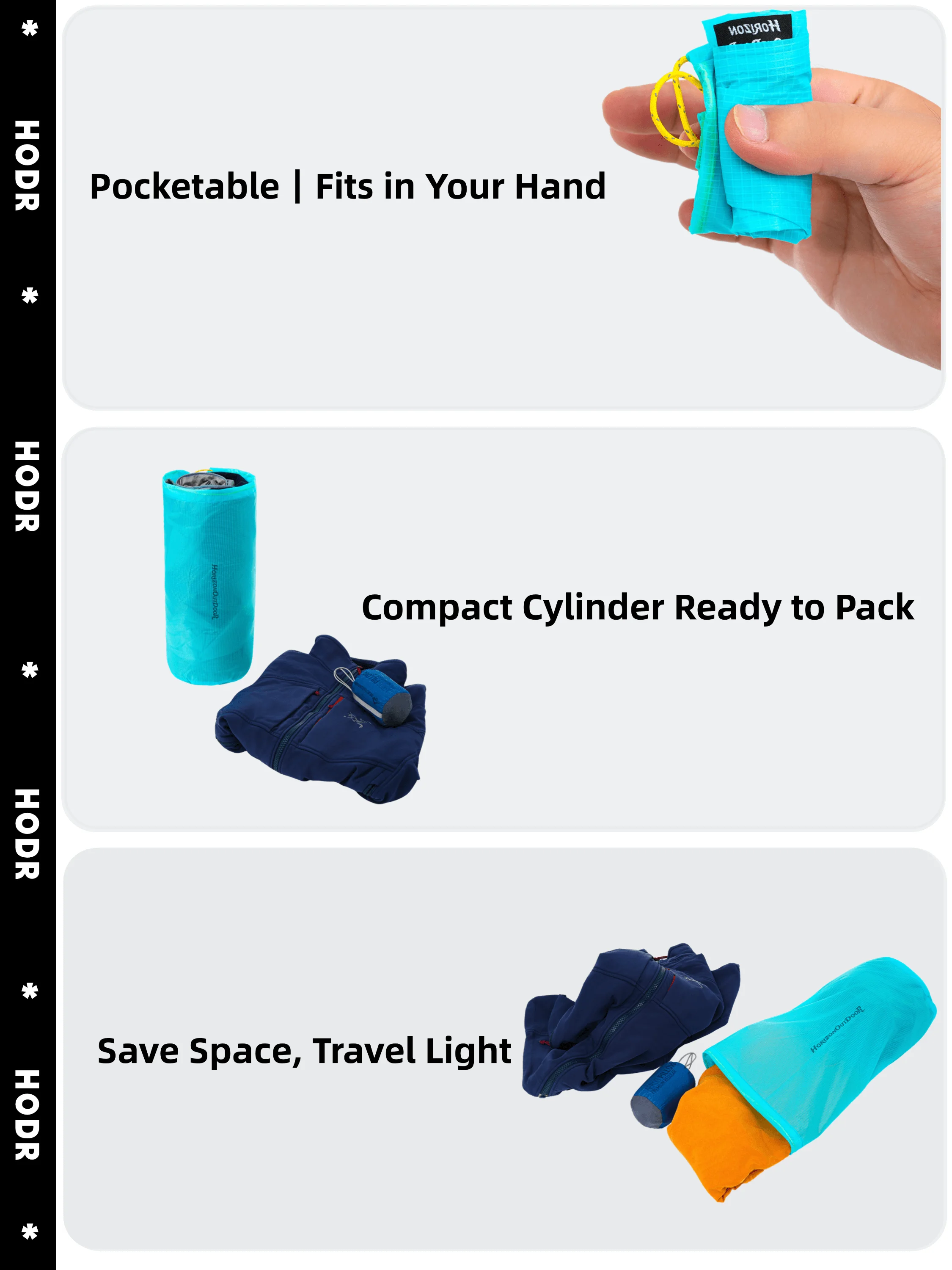 [HODRGEAR] Ultraleichter Packbeutel Ultra-SIL Ripstop Wasserabweisende Aufbewahrungstaschen mit Kordelzug für Reisen Wandern Rucksackreisen – Detail 3