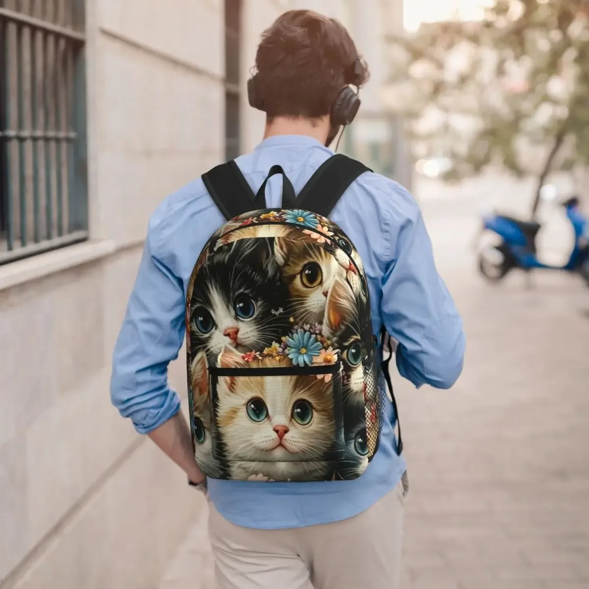A Few Cats Among The Flower Garden Student Backpack School Bag Hiking Travel Daypack for Men Women Bookbag Shoulder Bags