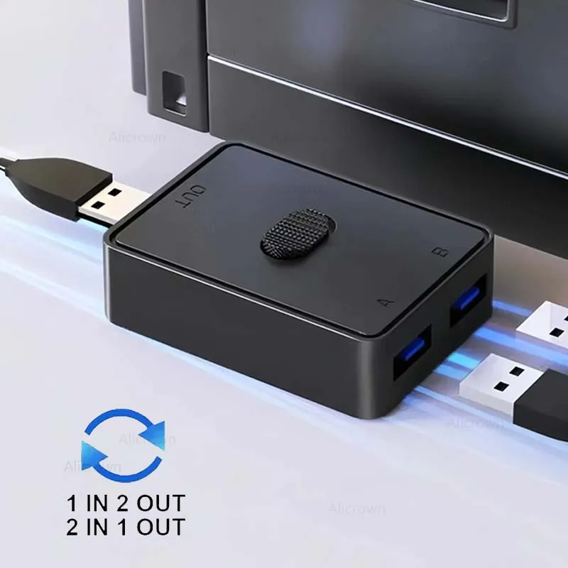 

KVM-переключатель USB 3.0 1x2/2x1, USB-переключатель, двунаправленный коммутатор, удлинитель USB2.0, общий контроллер для ПК, клавиатуры, мыши, принтера
