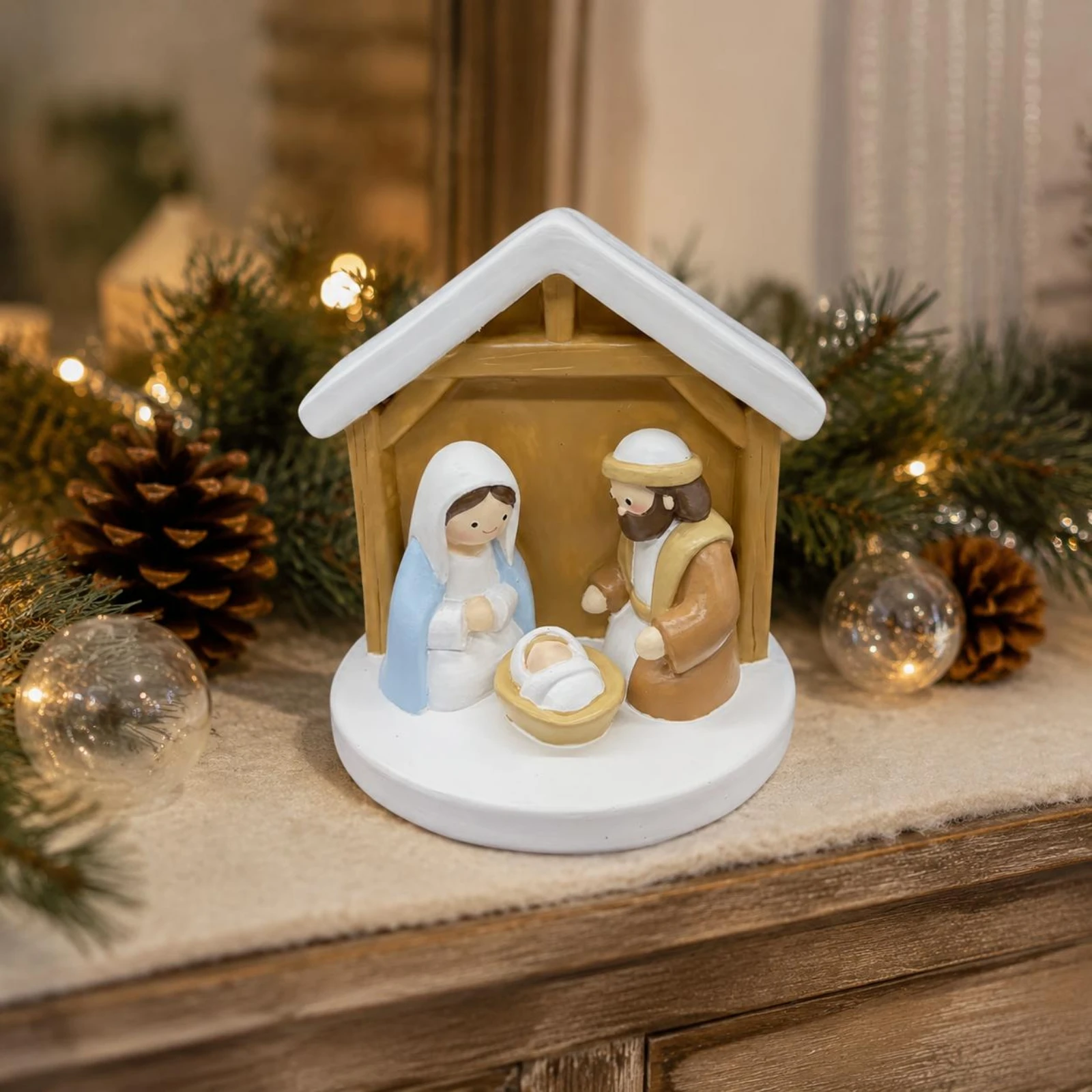 Resin Nativity Set Tabletop Display Christmas Nativity Set Christmas Manger Decoration Festive Gift Holy Family Ornament