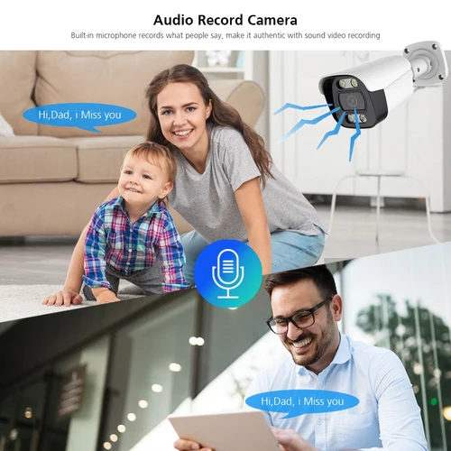 Imagen 2 del producto Sistema de cámaras de seguridad CCTV 8CH 4K H.265 8MP grabación de Audio IP66 cámara POE impermeable al aire libre Kit de videovigilancia de visión nocturna