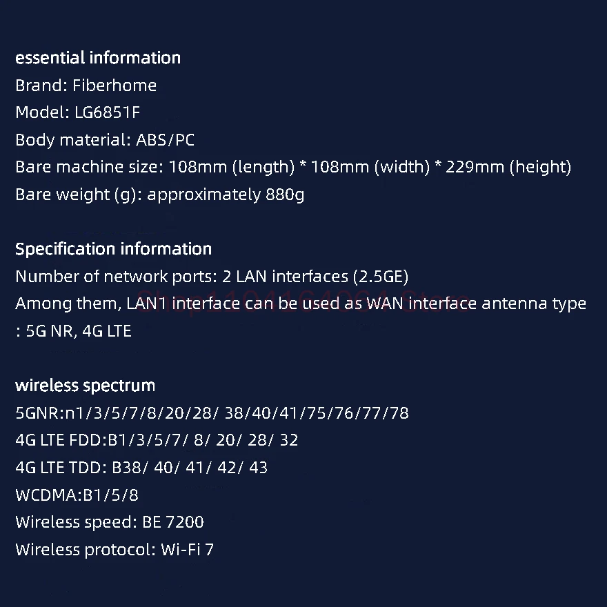 FiberHome 5G CPE Pro2 Mobile Router Card Insertion for WiFi 7 Gigabit LG6851F International Version Supports Modifying IMEI