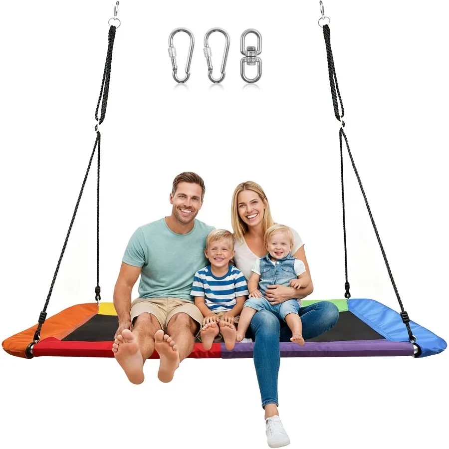 

Гигантские 60-дюймовые платформенные качели для взрослых - большая качельная платформа с грузоподъемностью 700 фунтов, стальной рамой, подвесными ремнями и поворотным механизмом - для больших дворов