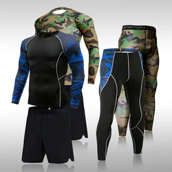 Tute sportive a compressione da uomo calzamaglia da palestra abbigliamento da allenamento allenamento Set da Jogging Running Rashguard tuta abbigliamento sportivo per uomo