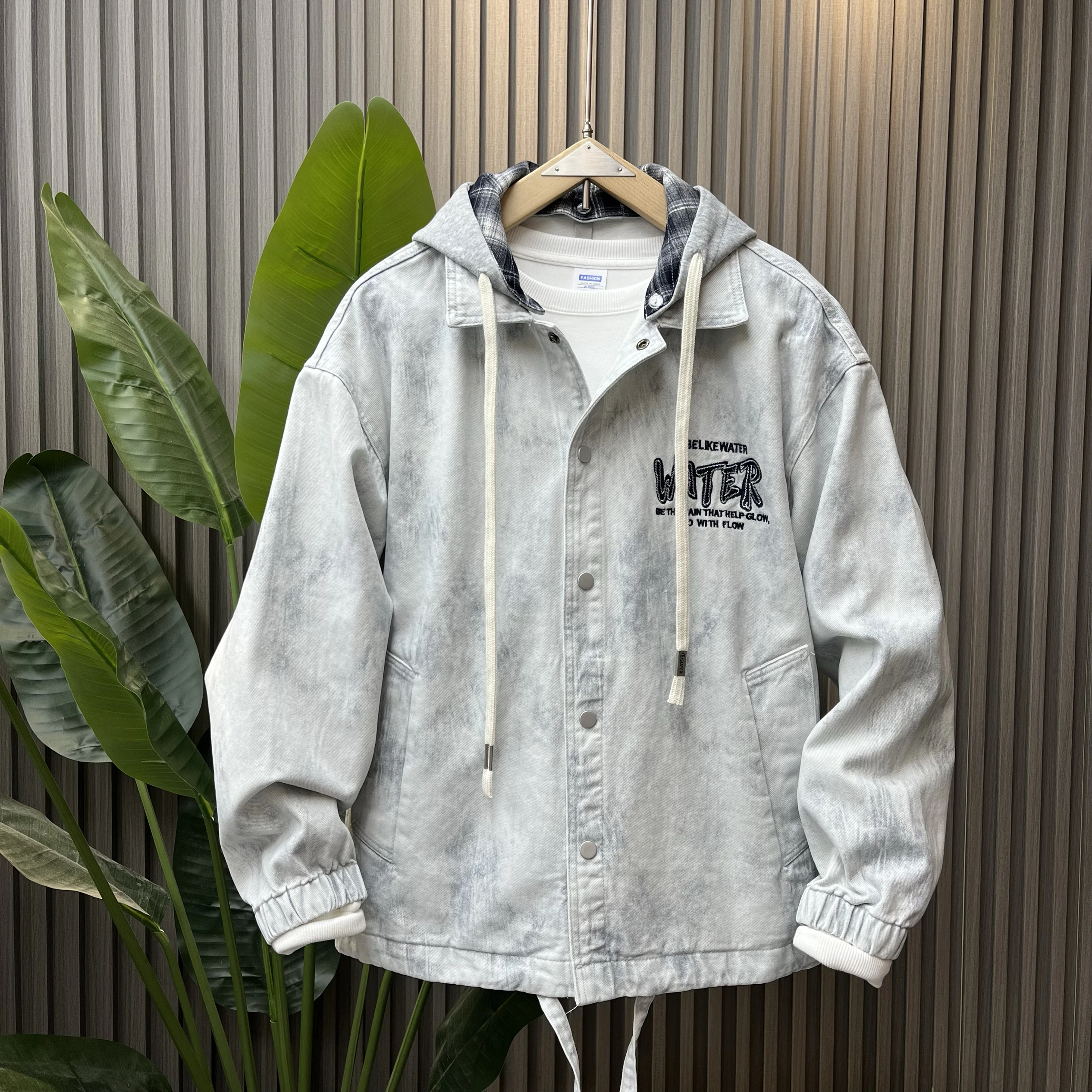 

Ретро-куртка из вышитого денима в американском стиле, свободная молодежная верхняя одежда, новинка весны, повседневный стиль, полиэстер, искусственная кожа