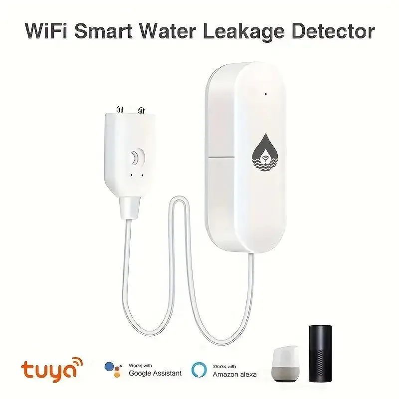 Sensor inteligente de fugas de agua WIFI Tuya, alarma, Sensor de fugas de agua de inundación, Compatible con Smart Life, Google Home, Alexa