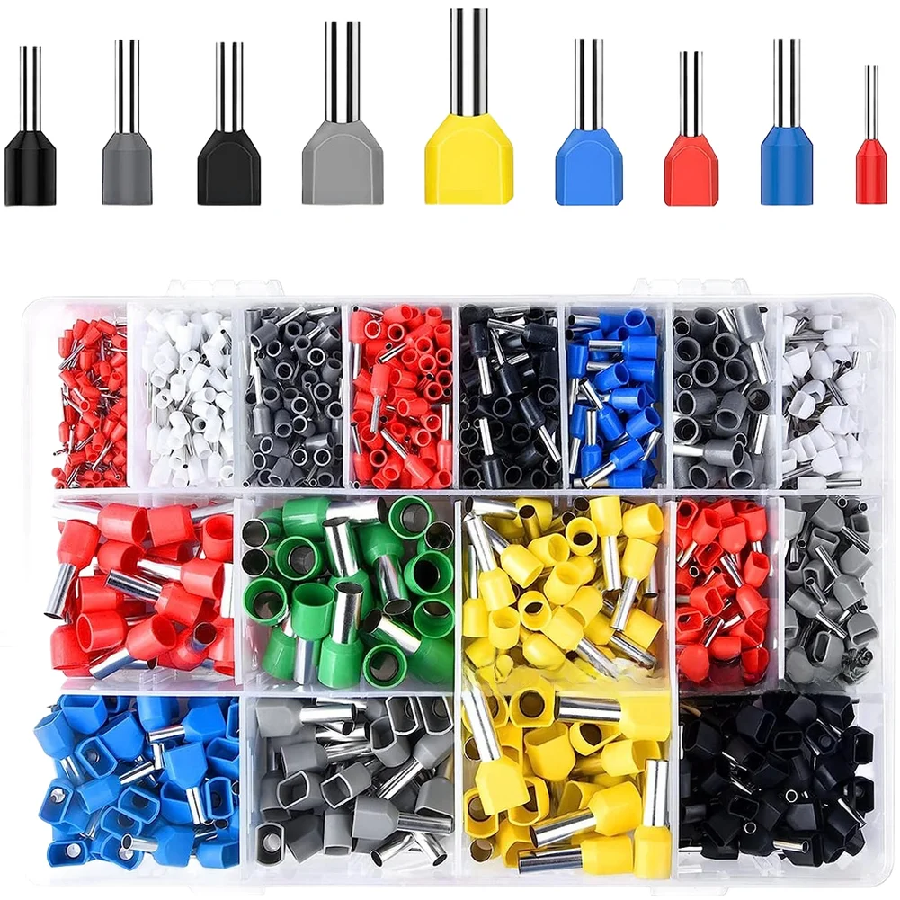 1200PCS Wire Connect Insulated Connector Crimp Terminator Cold Pressed Termina Wire Cable Connector Ferrules Terminal Connectors