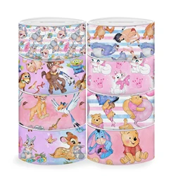 Disney 5 Yards Multi Size Winnie The Lion King Bambi nastro in Grosgrain stampato per fiocchi per capelli forniture artigianali fai da te nastri dei cartoni animati