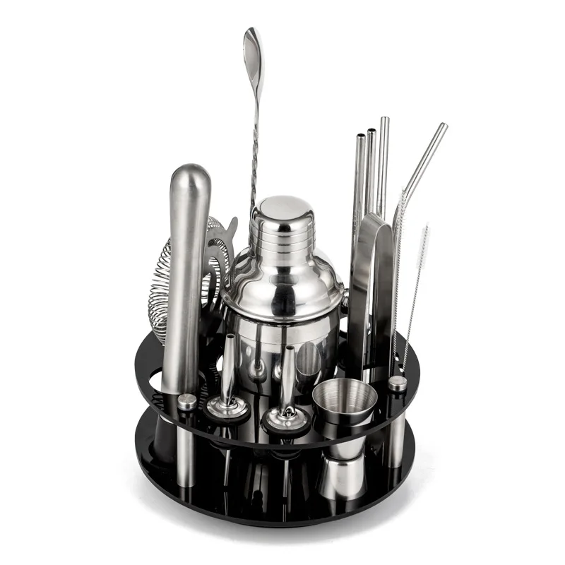 Stainless steel cocktail cocktail shaker set with acrylic rotating Boston.