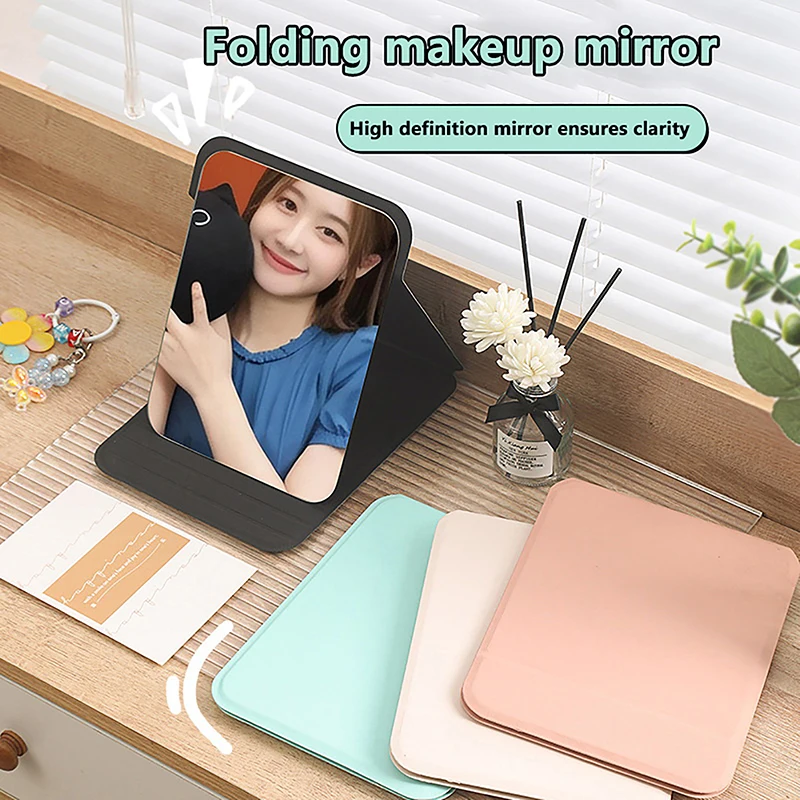 

Desktop Makeup Mirror PU Leather Portable Vanity Mirror Foldable Hand Mirror Compact Mirrors Cute Pocket Mirrors For Travel Tool