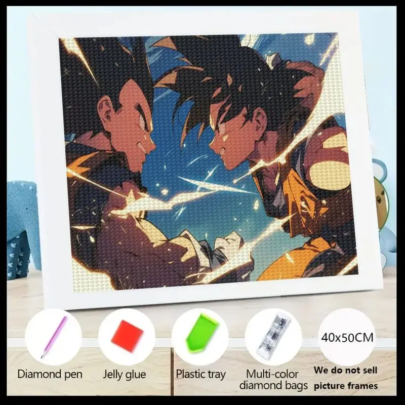 

1 шт. Dragon Ball Z Goku Vegeta Rivalry Алмазная картина 5D Полная дрель Аниме Художественный комплект DIY Epic Cartoon Battle Scene Домашний декор стен