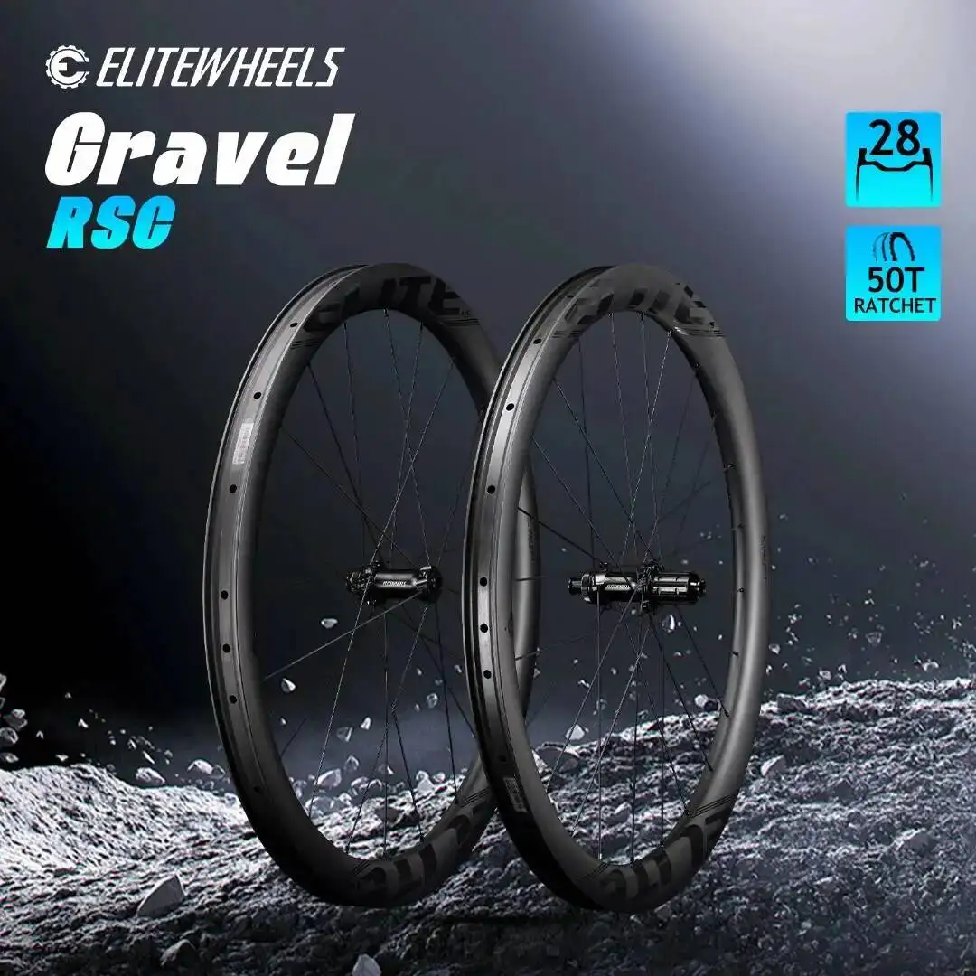 ELITEWHEELS RSC GRAVEL Carbon-Laufradsatz 700c 28mm Innenbreite 50T Ratchet Tubeless Scheibenbremsen-Laufräder HG XDR