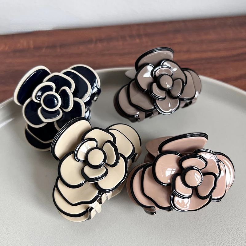 

Women Fashion Camellia Hair Claw Clip Clamp Girl Flower Handmade Fashion Jewerly Head Accessories for Women Birthday Gifts