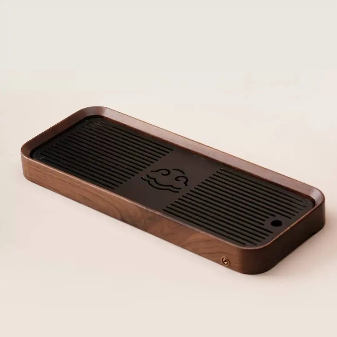 

A [Yunyan] Bakelite + Black Walnut Handmade Household Solid Wood Drainage-Style Tea Tray, New Chinese Style