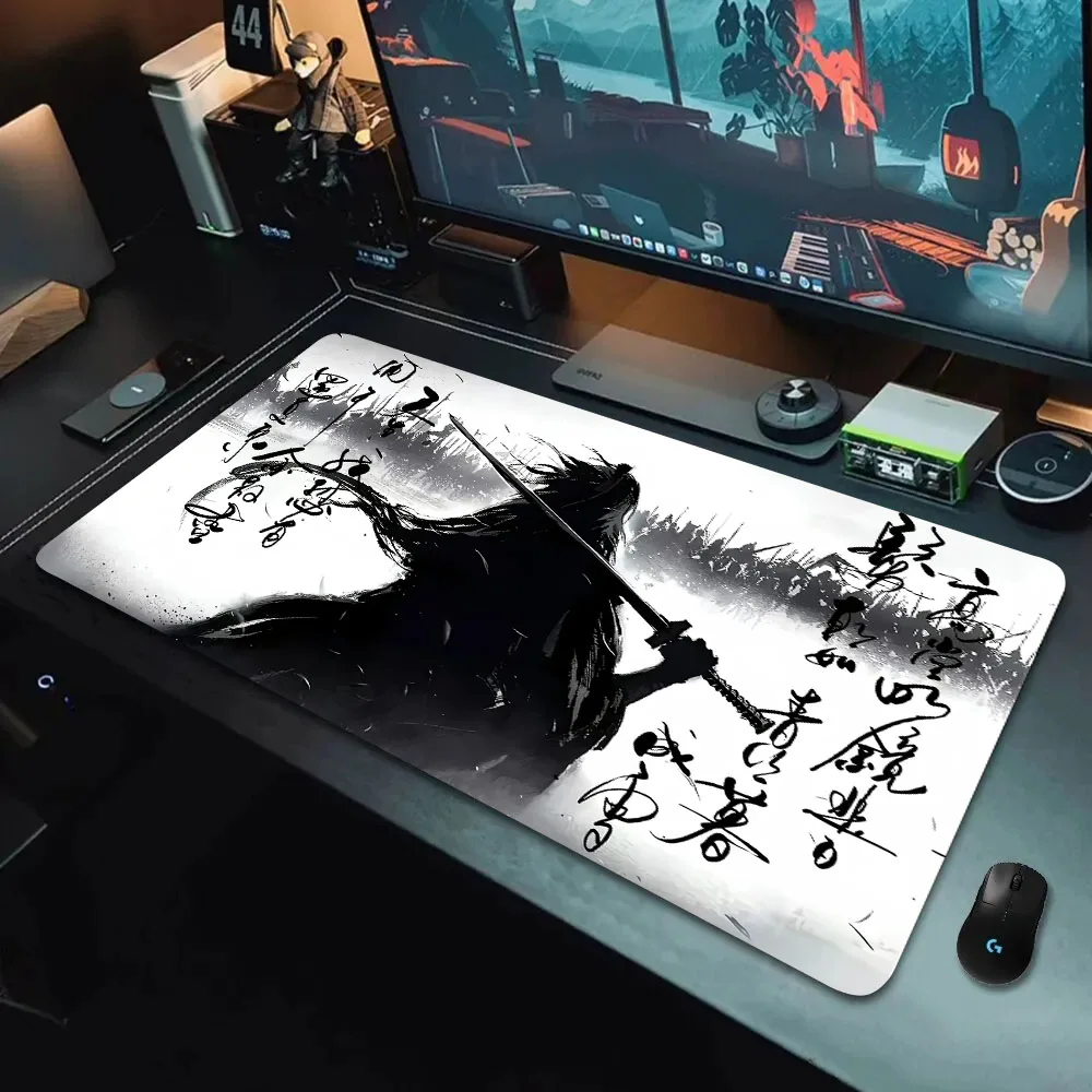 Hot Sale Style Black White Samurai Pattern Mouse pad for Computer Gaming accessories Keyboard Desktop Decro Mat Offices Supplies