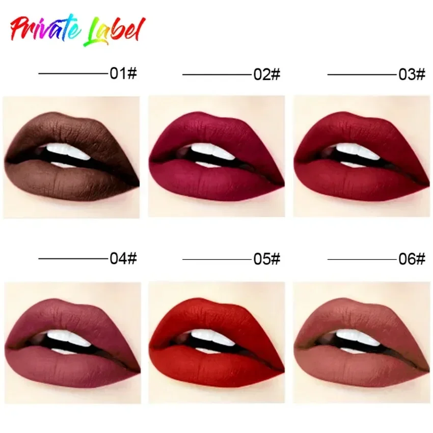 Private Label 12colors Gradient Black Tube Liquid Lipstick Non Stick Cup Waterproof Matte Long-lasting Nude Sexy Lipgloss Bulk