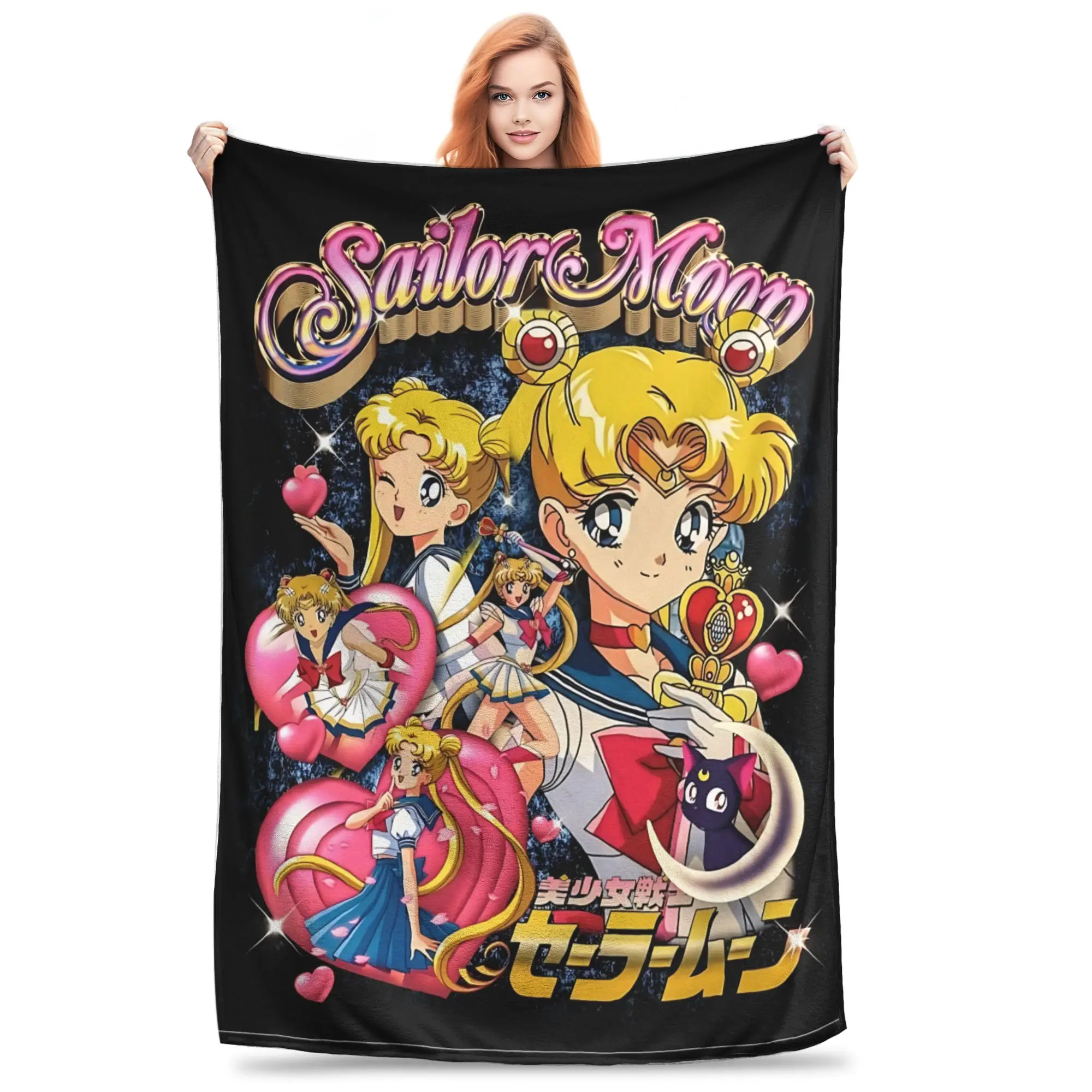 1PC Sailor Moons  home room decorations Winter Blankets for Adults Bedding Home Interior Sofa Knee