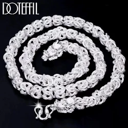 DOTEFFIL katı 925 ayar gümüş kolye erkekler için klasik 8mm yuvarlak musluk ejderha 60cm Charm yüksek kalite moda takı