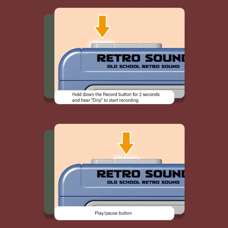 เครื่องเล่นเทปคาสเซ็ตขนาดเล็กแบบพกพา เครื่องบันทึกเพลงสไตล์วินเทจ สำหรับนักสะสมและนักเล่นงานอดิเรก การบันทึกการเล่นเพลง