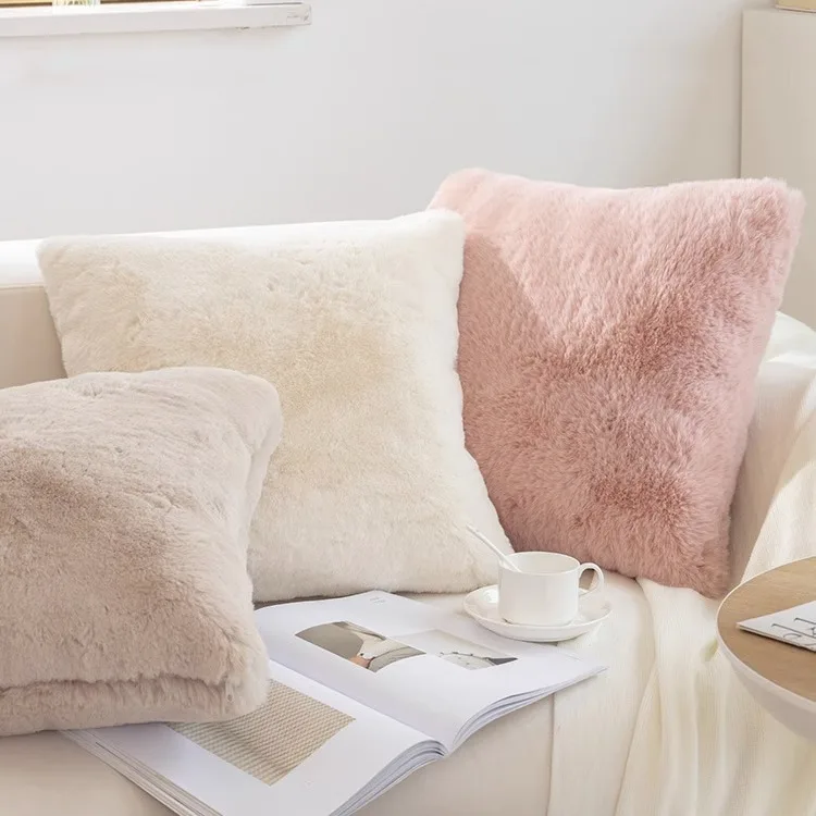 1PC Fluffy Faux Rabbit Throw Pillow Covers Warm Winter Plush Pillowcase 50x30cm Luxury Soft Decorative Sofa Cushion Covers
