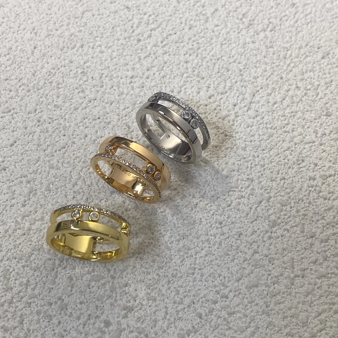 QZGY New Diamond Engraved Sliding Pin Ring