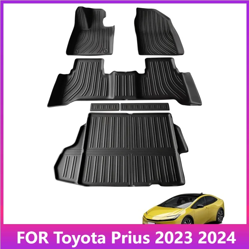 

Коврики для Toyota Prius 2023 2024, автомобильные коврики, накладка на багажник, TPE 3D, автозащита, водонепроницаемые аксессуары, черные