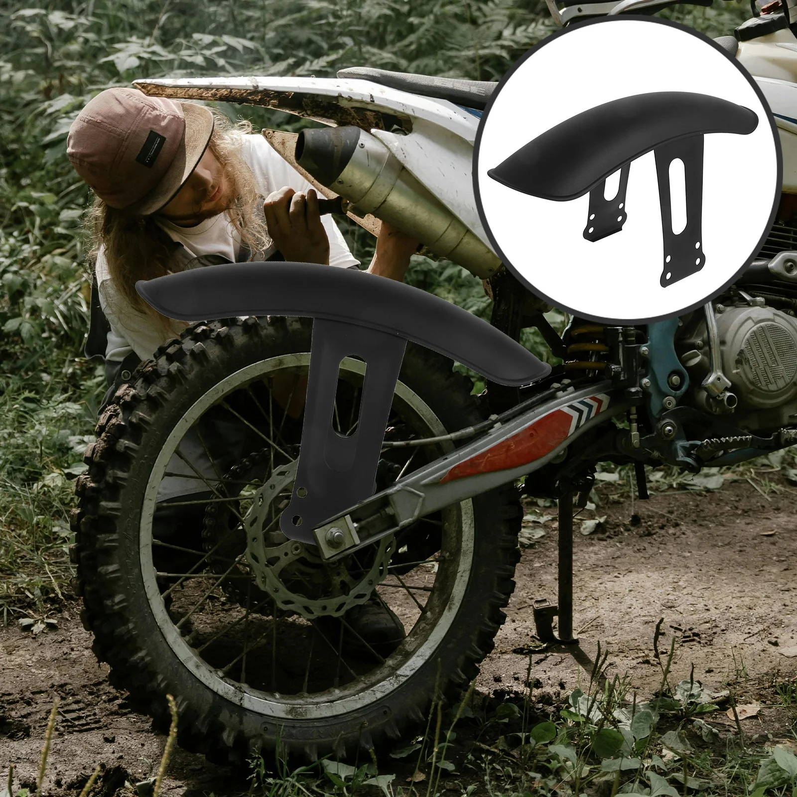 

Black Universal Front Fender for Motorcycle Retro Style Heavy Duty Mudguard Protection for All Installation Cafe Racer