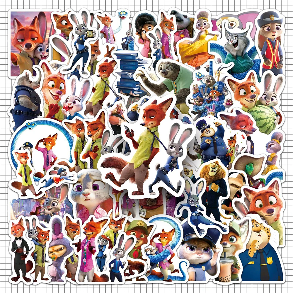 10/30/50 pçs dos desenhos animados anime zootopia 2 adesivos bonito decoração adesivo para skate mala capacete à prova dwaterproof água engraçado decalques brinquedo