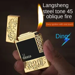 Steel Sound Loud Metal Creative Lighter Men's Gift Embossed Dragon Blue Flame Straight To Lighter Smoking Accessories