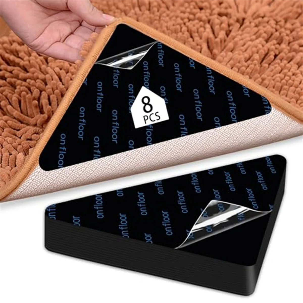 Double Sided Rug Pad for Hardwood Floors, Washable Carpet Tape for Area Rugs, Rug Anti-Slip Grips - view 3