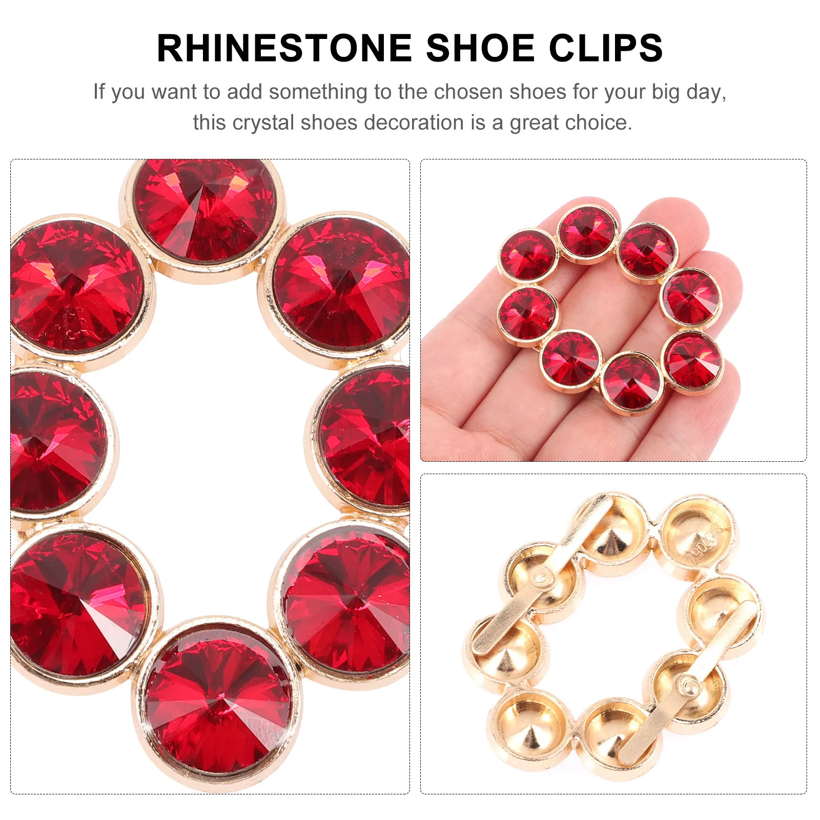 2Pcs Crystal Rhinestone Shoe Clips Delicate Wedding Shoes Buckles Decorative Clips for Women Bride Accessories