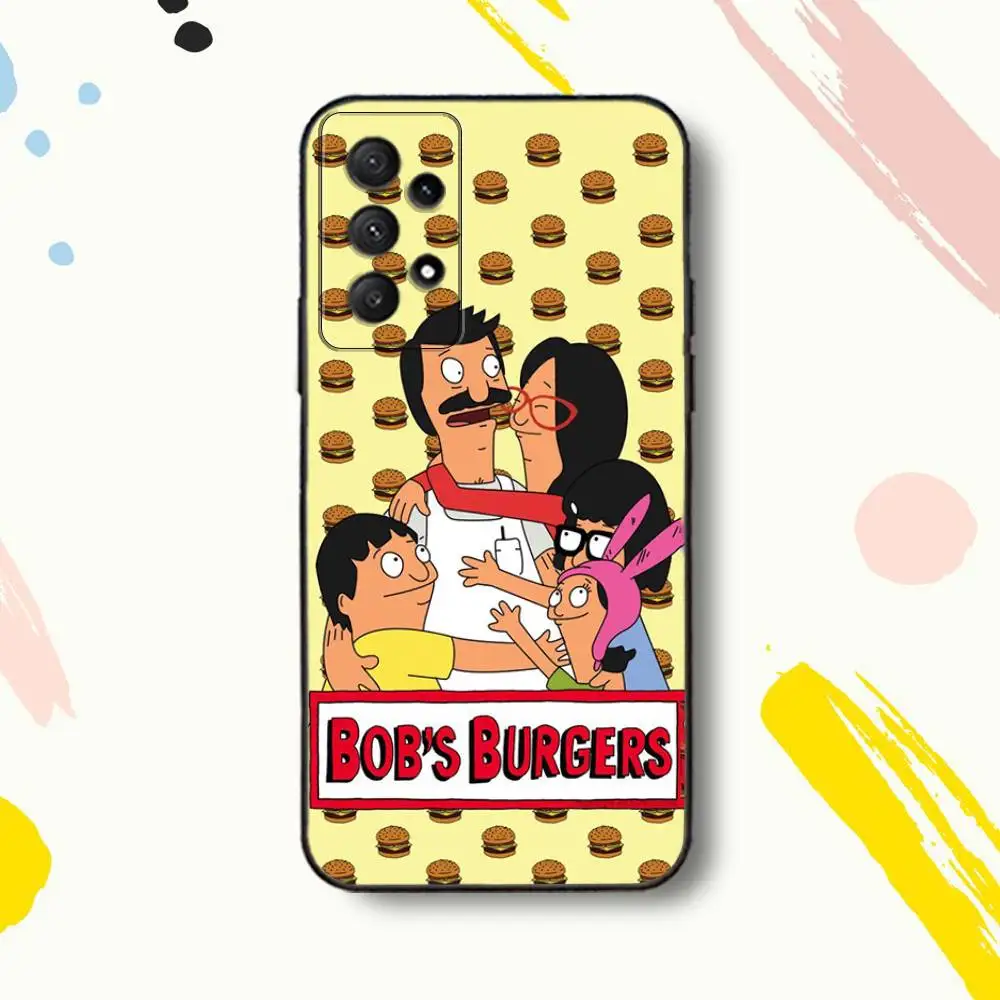 Bobs C-Cartoon B-Burgers-S 電話ケース Samsung Galaxy A 80、72、73、91、53、22、51、52、5G、Plus、J、Note ソフトブラックカバー用