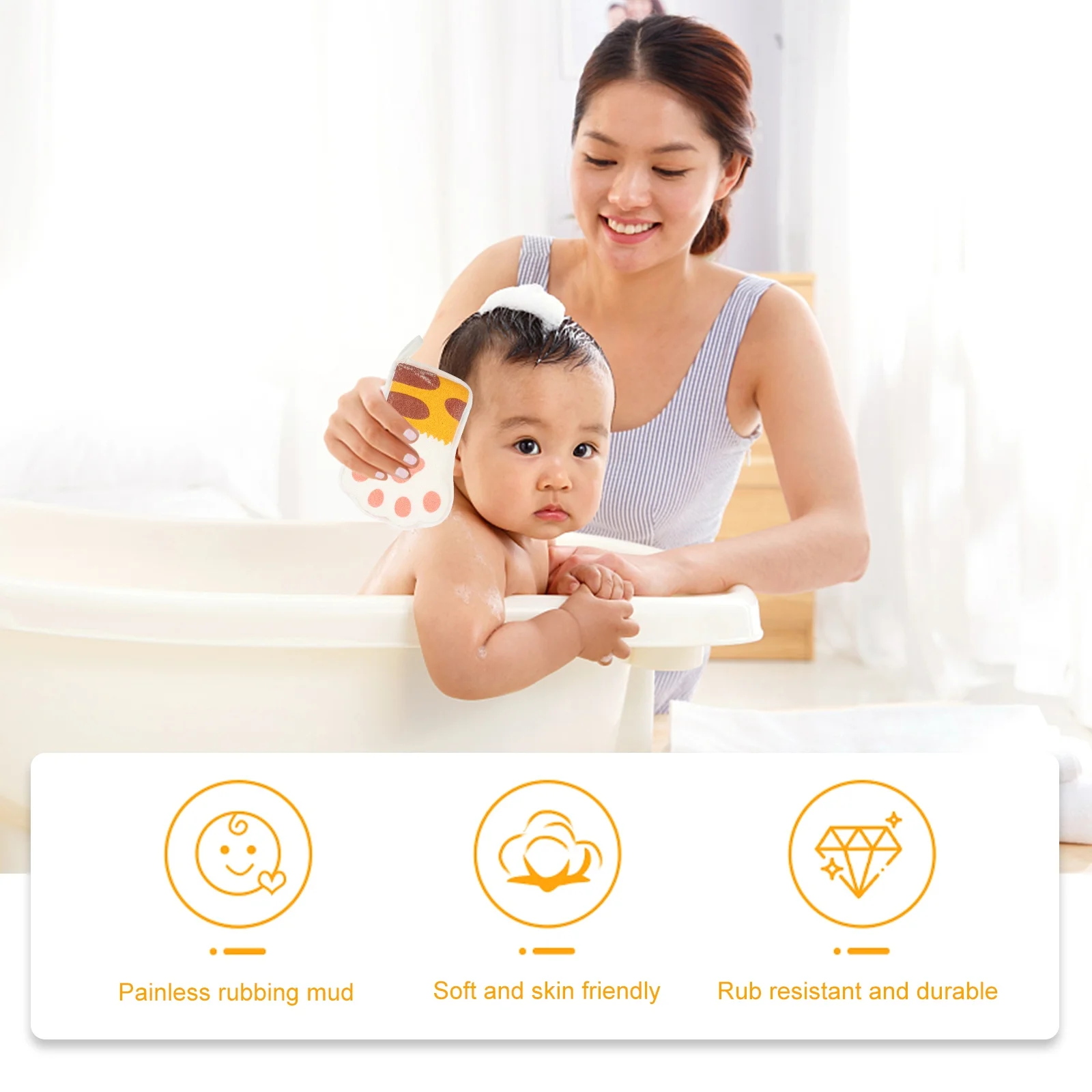 

2Pcs Infant Bath Sponge Cartoon Paw Exfoliating Towel Kids Toddler Shower Scrubber Soft Cartoon Kids Bath Scrubber