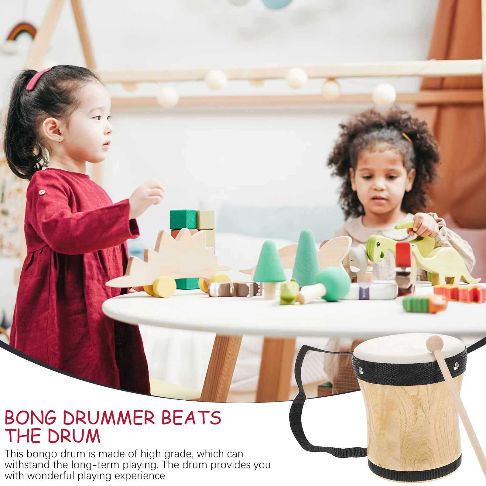 

Bongos for Kids Hand-patterned Drum Teaching Aids Musical Instruments Percussion