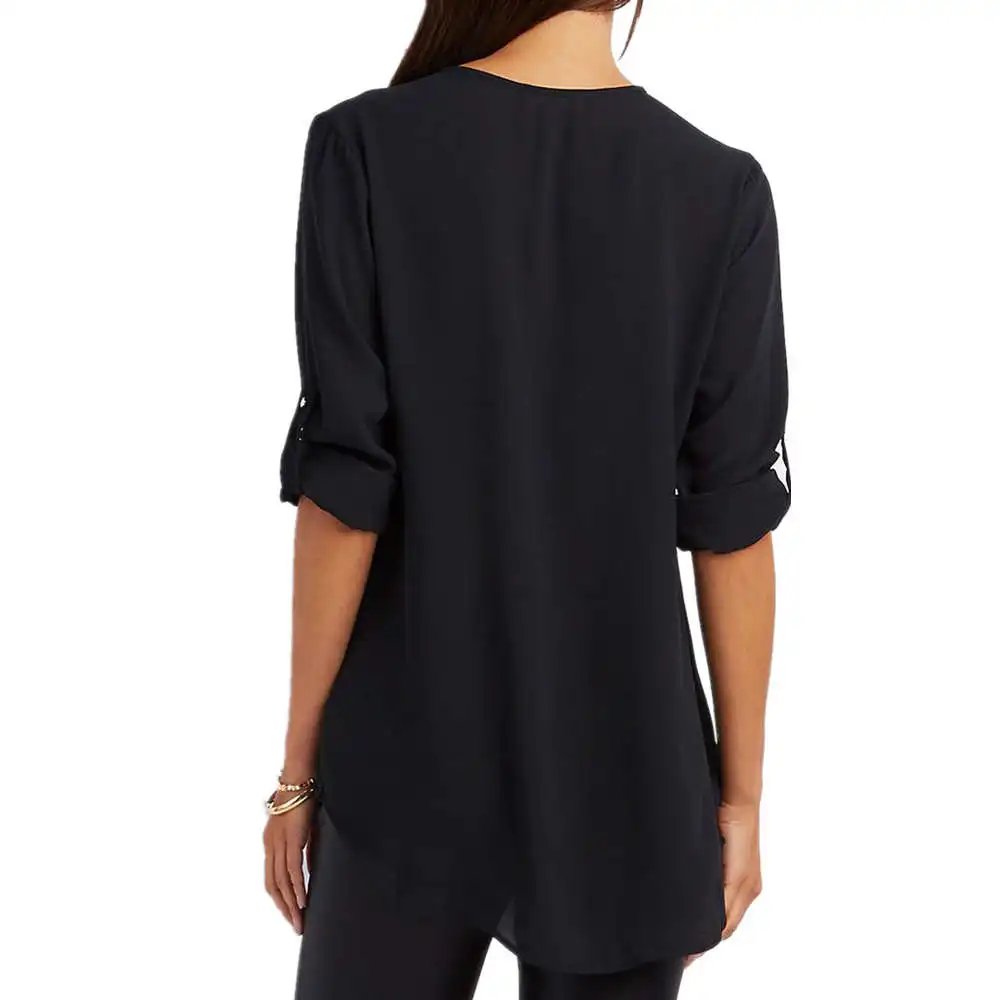 

Летние свободные шифоновые топы Ele Bla в уличном стиле с узлом, длинными рукавами, женские, модные, теплые, из тонкой хлопковой смеси