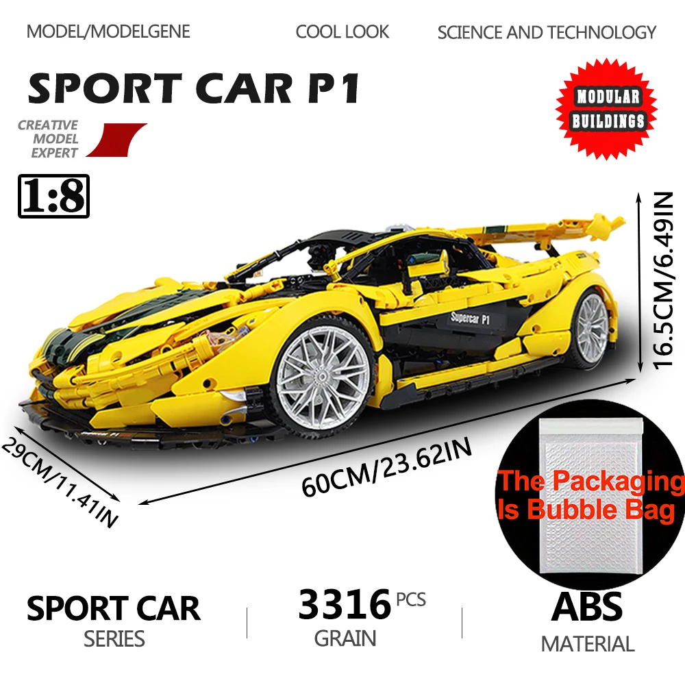 yangkili Super Racing Auto F12 Modell Bausteine Klassische Autos Black Knight 1:8 Größe Montage Set Ziegel Technische Kind Spielzeug Für Geschenke 7