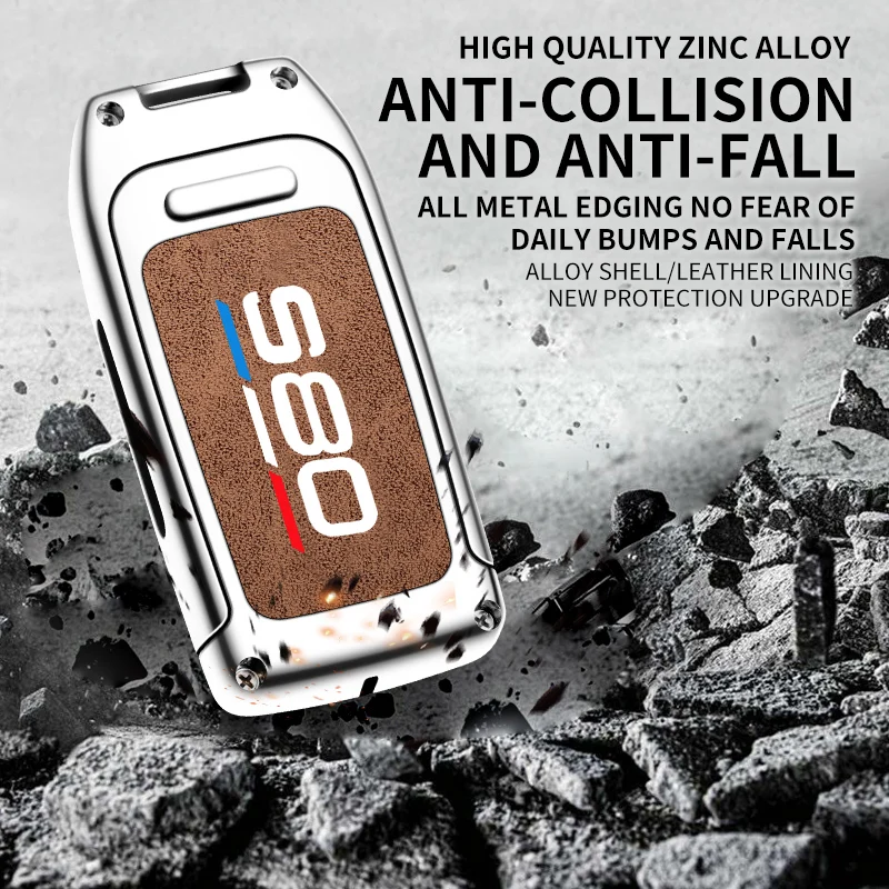 Car TPU Zinc Alloy Key Case Bag For Volvo S80 S60 S40 T5 T6 AWD Car Key Chain Metal Key Shell Interior Decoration Accessories