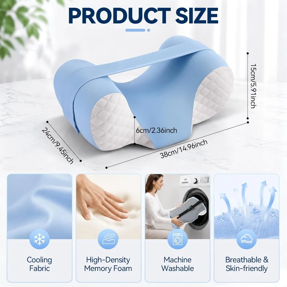 Anti-Deviation Neck Support Pillow Zoned Cervical Pillow with Detachable Strap Ergonomic Sleep Head Stabilizer