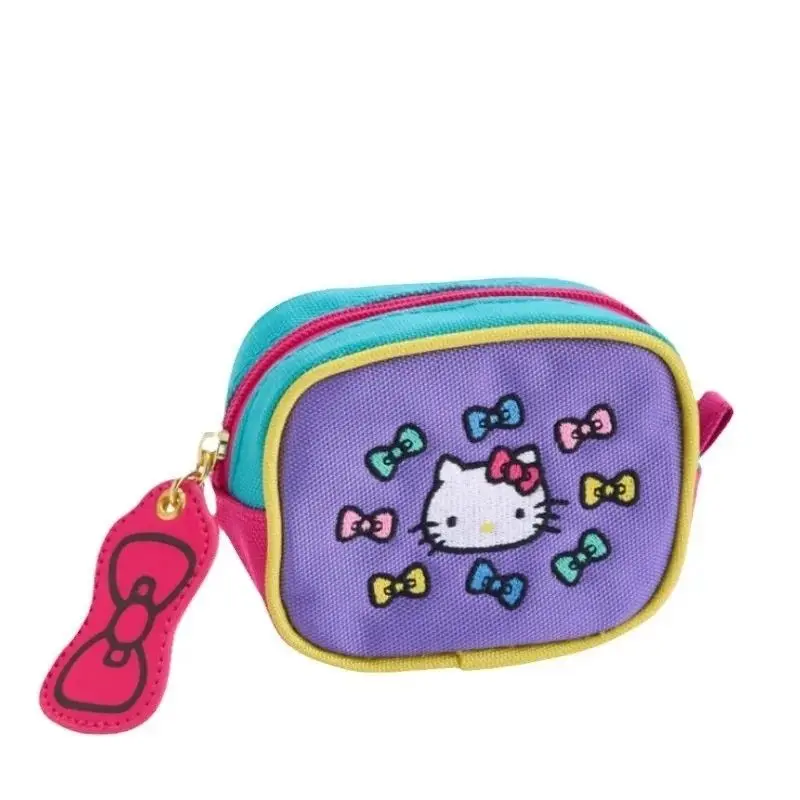 Cartera Kawaii Sanrio Hello Kitty, bonita serie bordada, bolsa para auriculares de dibujos animados de Anime, colgante pequeño, regalo de vacaciones para chica de Anime