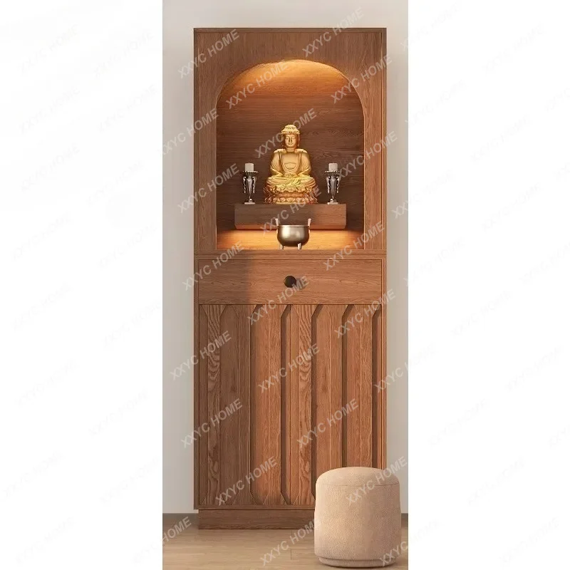 household retro Buddhist shrine solid wood solid wood God of Wealth worship table shrine stand cabinet Gongtai