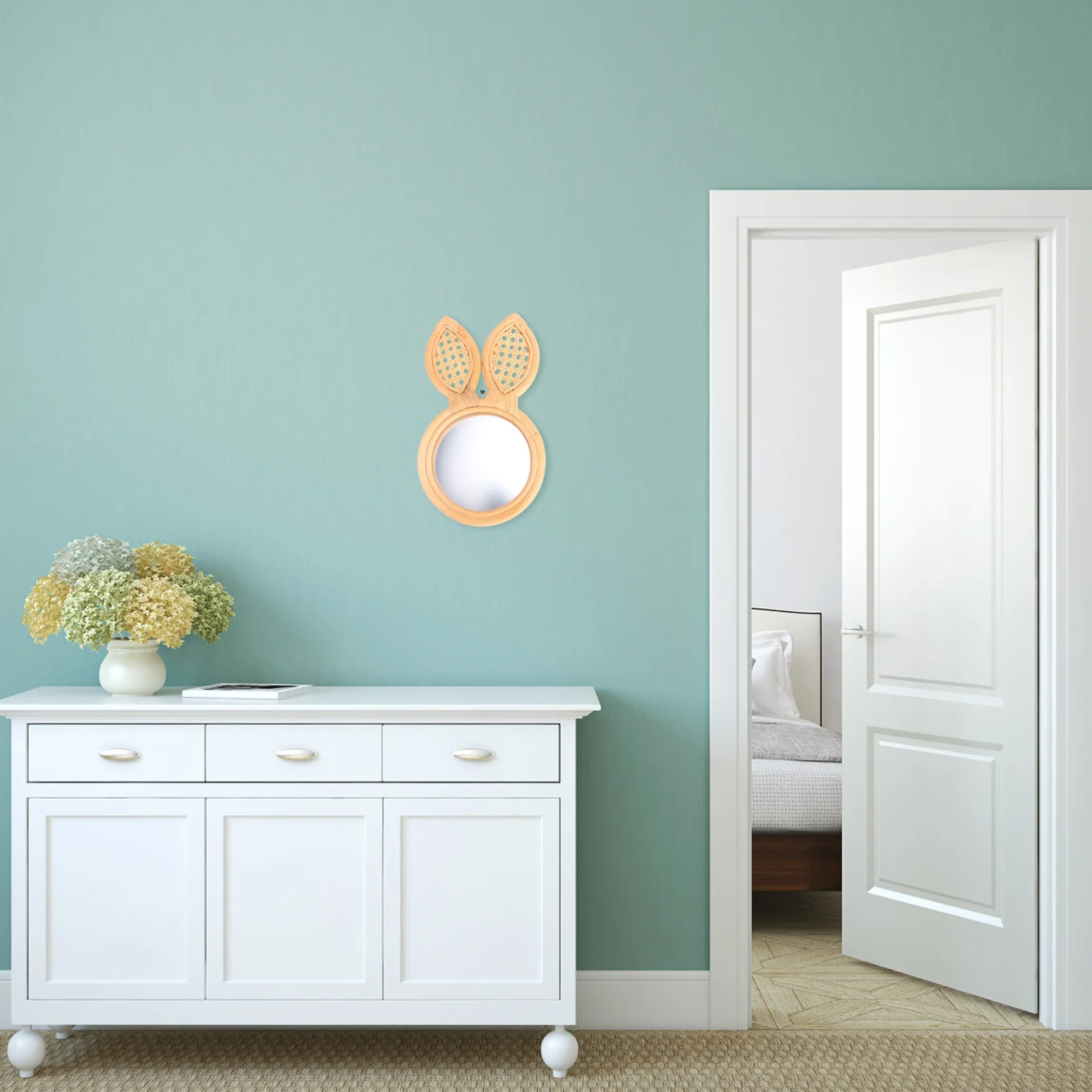 1 個ヨーロッパスタイル籐織化粧鏡壁掛け装飾ミラー手作り繊細な壁アート家の装飾浴室