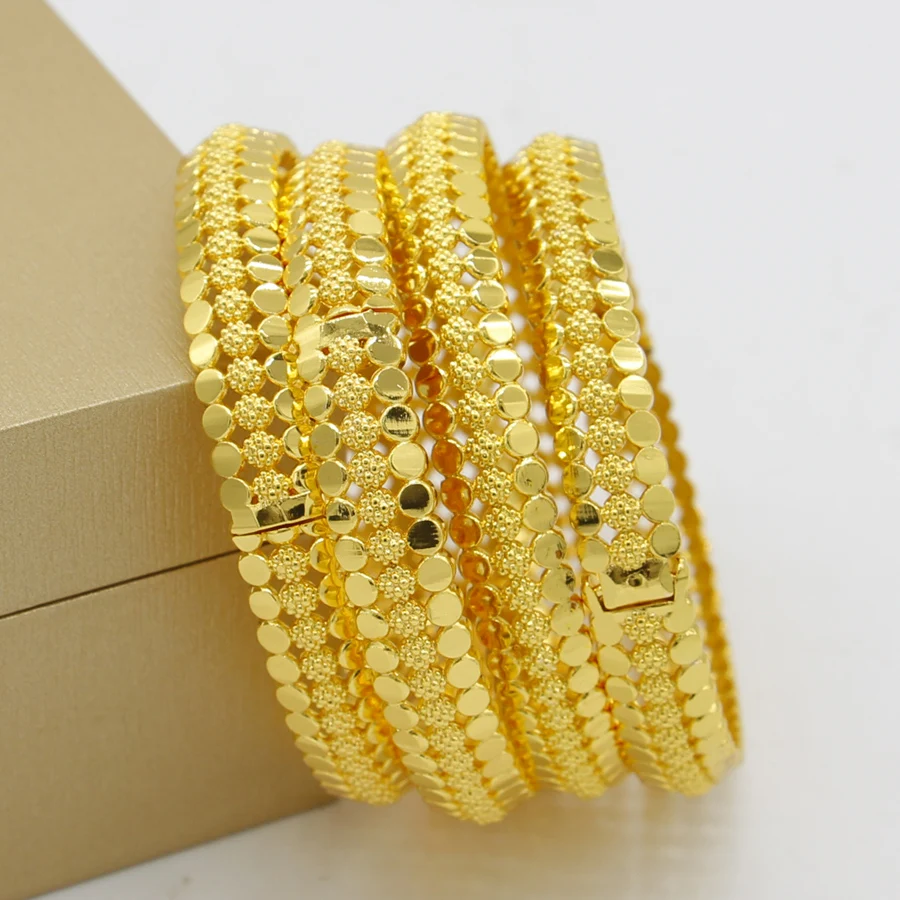 Middle East 1pcs Copper gold-Plated Bangles Dubai Fashion Jewelry For Summer Women Party Gift