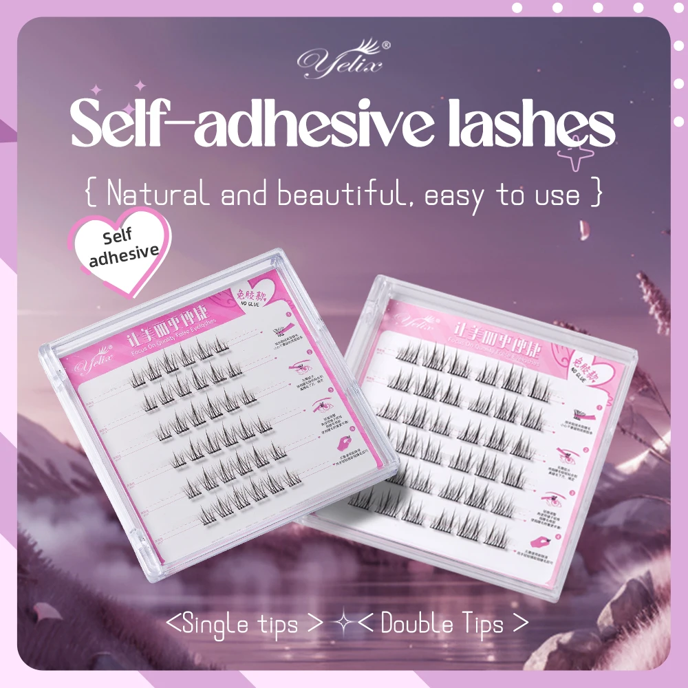 Yelix-Pestañas autoadhesivas, pestañas esponjosas ligeras de girasol, extensión de pestañas, maquillaje para el hogar, grupos de pestañas