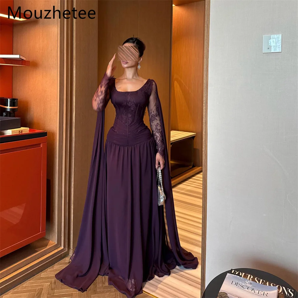 

Mouzhetee Elegant A-Line Lace Evening Dresses Formal Party Gowns for Women Simplet Long Prom Gown Customized 2026