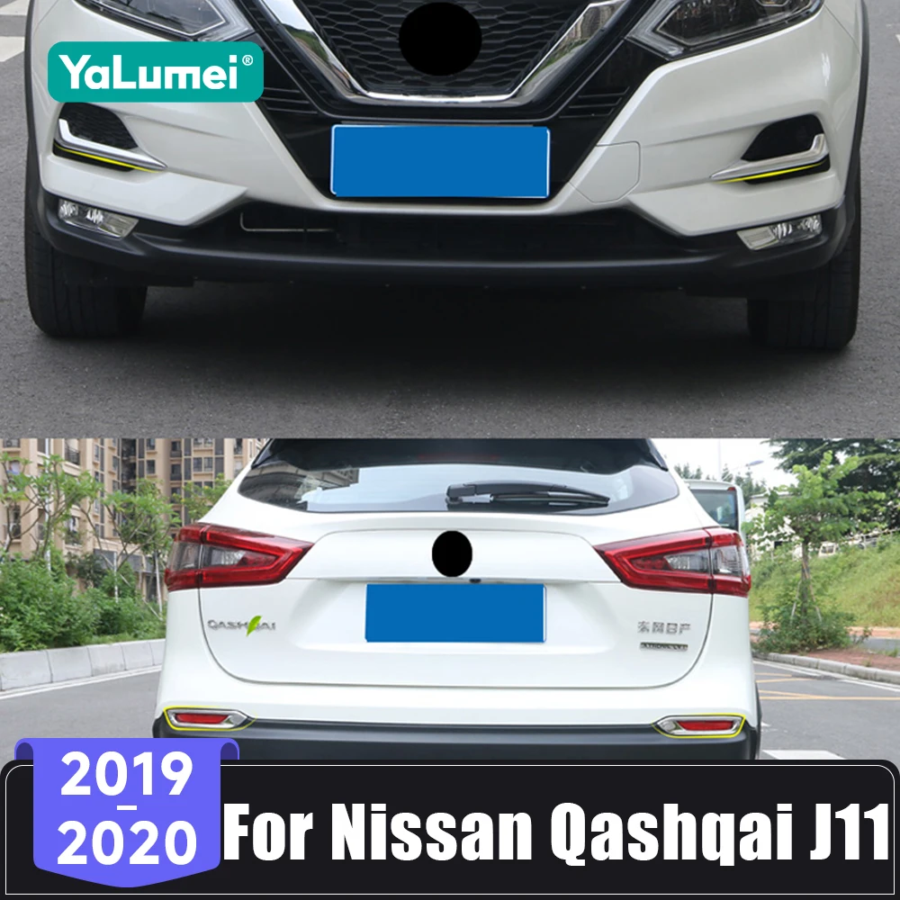 

For Nissan Qashqai J11 2019 2020 ABS Car Front and Rear Fog Light Lamp Cover Trim Decoration Frame Anti-fouling Accessories