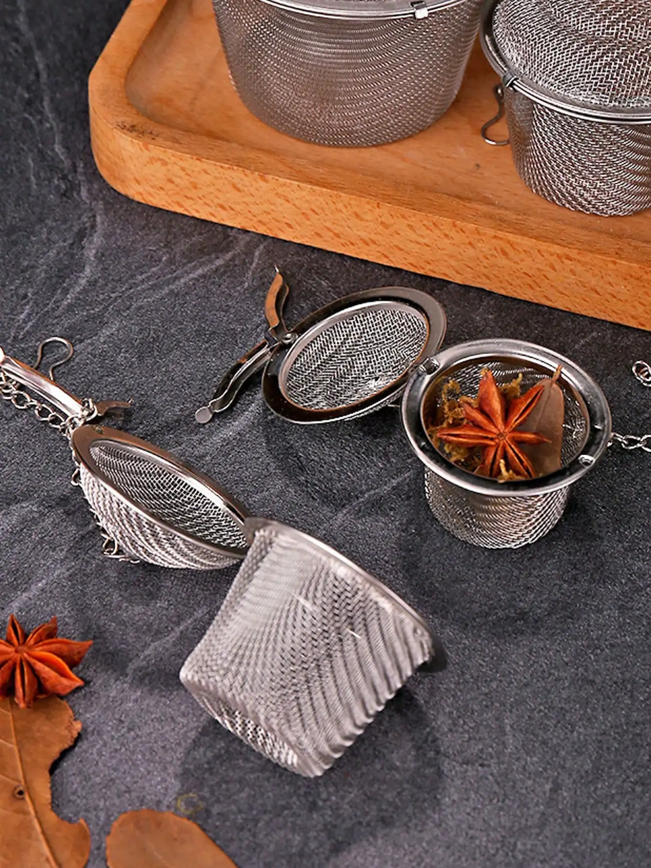 Tea Spice Strainer Seasoning Ball Mesh Herbal Ball Stainless Steel Teakettle Locking Tea Filter Reusable Diameter 4.5cm